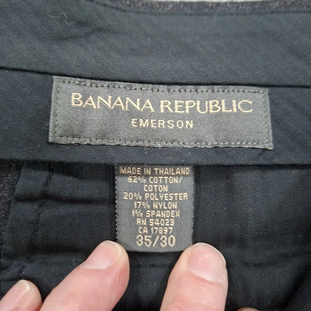 Banana Republic Emerson Pants Mens 35x30‎ Wool Fleece Feel Chino Black